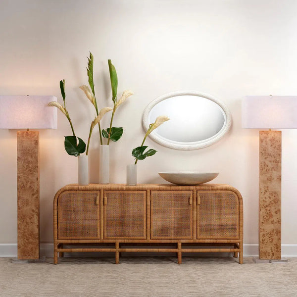 Reversible Position White Polyresin Ovation Oval Wall Mirror Wall Mirrors LOOMLAN By Jamie Young