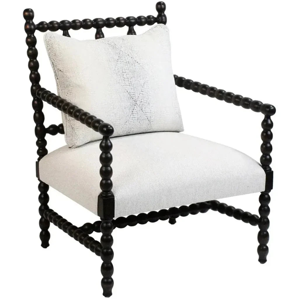 Espresso Wood Frame Accent Chair White Fabric | LOOMLAN