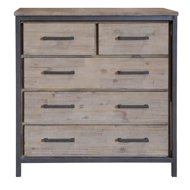 Rustic Brown Industrial Irondale 5 Drawer Chest Chests LOOMLAN By LHIMPORTS