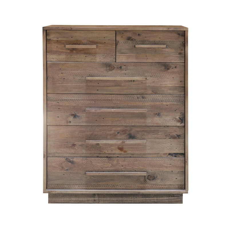 Rustic Brown Reclaimed Solid Wood Frame Nevada 6 Drawer Chest Chests LOOMLAN By LHIMPORTS