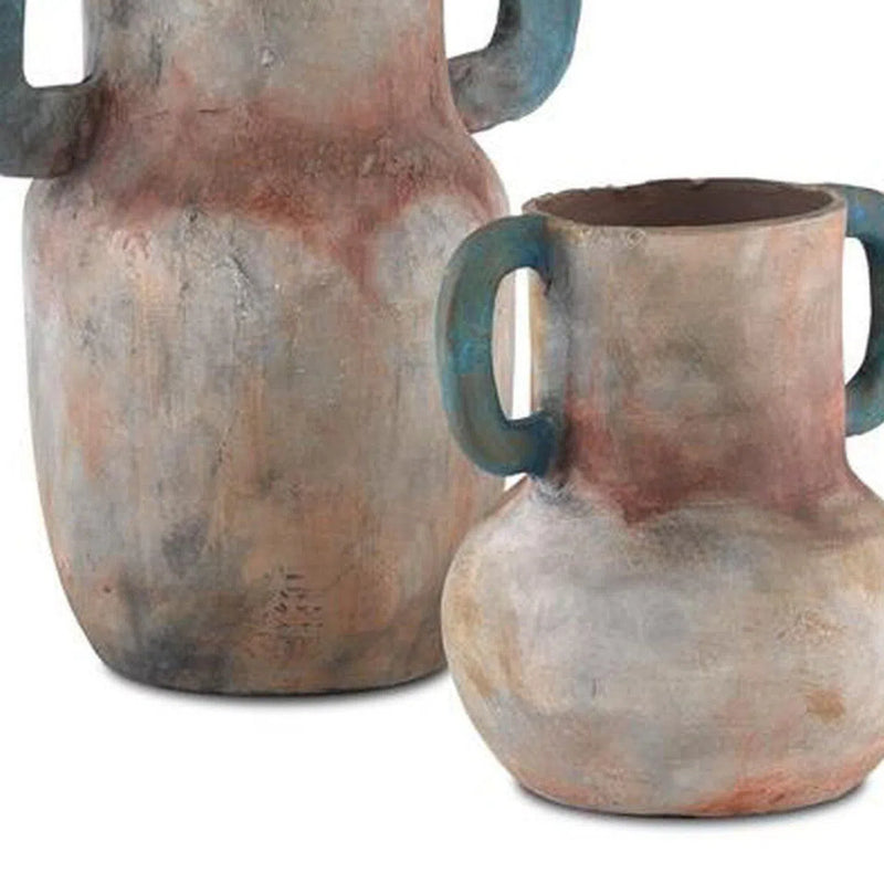 Sand Teal Red Arcadia Vase Set of 2 Vases & Jars LOOMLAN By Currey & Co