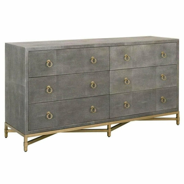 Strand Shagreen 6-Drawer Double Dresser Gray Shagreen Dressers LOOMLAN By Essentials For Living