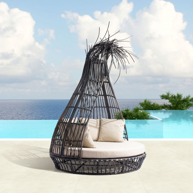 Tangalle Daybed Brown & Beige-Outdoor Cabanas & Loungers-Zuo Modern-LOOMLAN