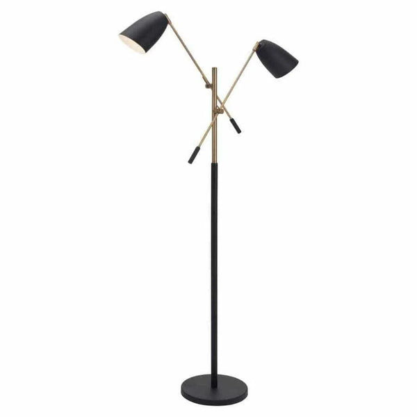 Tanner Floor Lamp Matte Black & Brass Floor Lamps LOOMLAN By Zuo Modern
