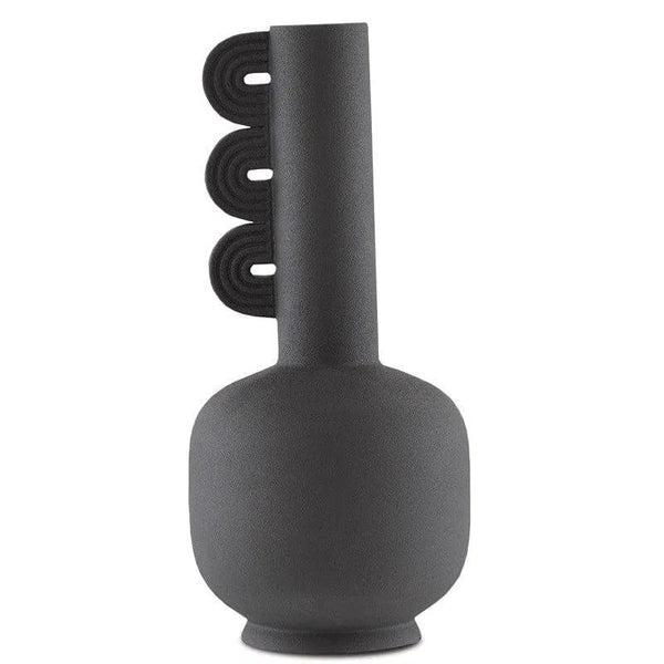 Textured Black Happy 40 Three Wings Black Vase Vases & Jars LOOMLAN By Currey & Co