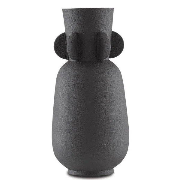 Textured Black Happy 40 Wings Black Vase Vases & Jars LOOMLAN By Currey & Co