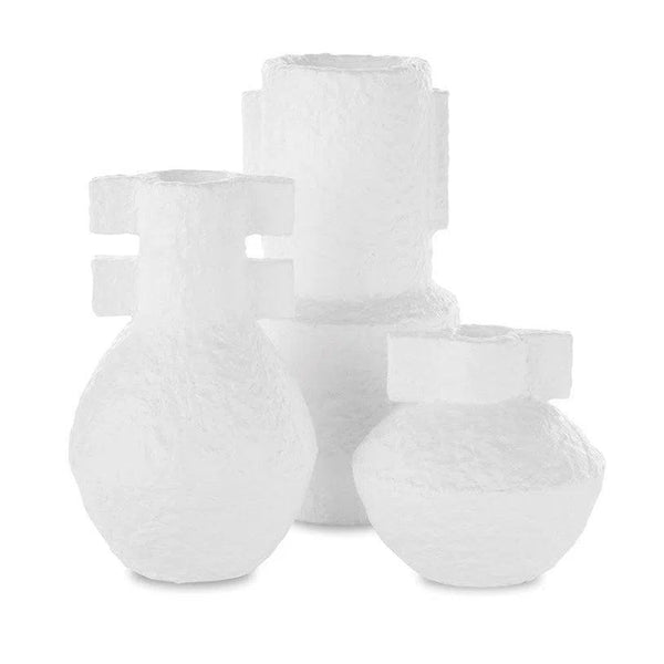 Textured White Aegean White Vase Set of 3 Vases & Jars LOOMLAN By Currey & Co