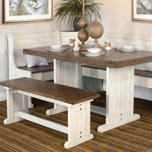Two Tone Buckskin White Corner Table Breakfast Nook Dining Set Dining Table Sets LOOMLAN By Sunny D
