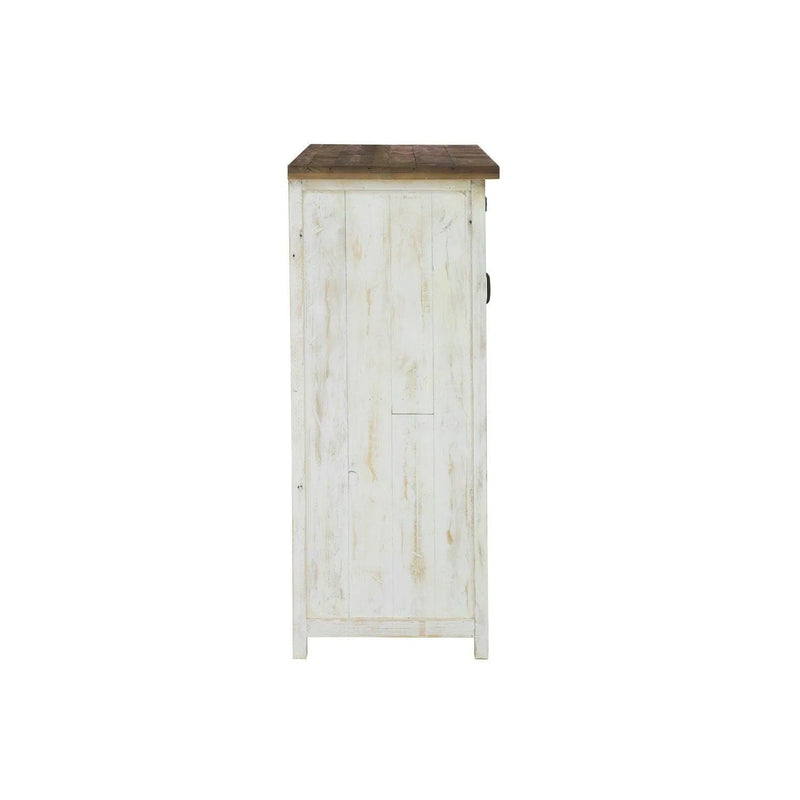 Two-Tone White Reclaimed Wood Provence 4 Drawer Chest With 1 Door Chests LOOMLAN By LHIMPORTS
