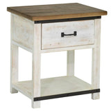 Two-Tone White Reclaimed Wood Provence Nightstand Nightstands LOOMLAN By LHIMPORTS
