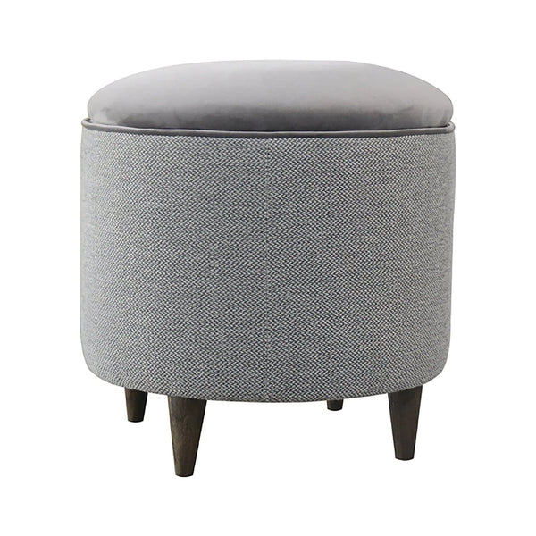 Upholstered Round Grey Ottoman with Storage Ottomans LOOMLAN By LHIMPORTS