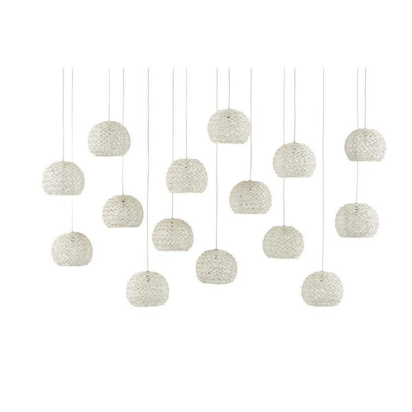 White Piero Rectangular 15-Light Multi-Drop Pendant Pendants LOOMLAN By Currey & Co