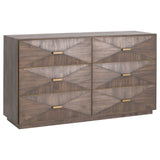 Wynn 6-Drawer Double Dresser Burnished Brown and Gold Dressers LOOMLAN By Essentials For Living