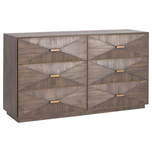 Wynn 6-Drawer Double Dresser Burnished Brown and Gold Dressers LOOMLAN By Essentials For Living
