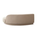 Zelda RF Curved Light Camel Performance Velvet Chaise in With 1 Accent Pillow Ball
