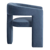 Elo Polyester and Plywood Blue Armless Chair