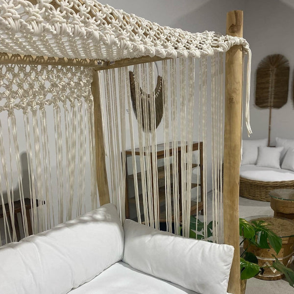 Bali Teak Wood Cabana Canopy Bed - Small