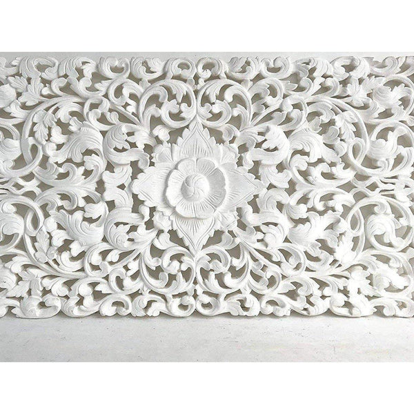 White Mandala Boho Lace Carved Bed Frame, TV Stand and Sideboards - LOOMLAN