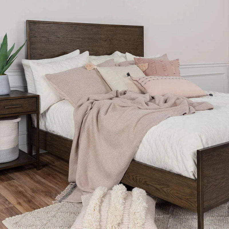 Aria Pink Blush Cotton Throw Blanket Set For Bed With Shams