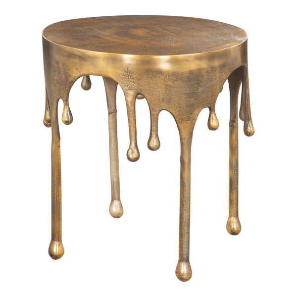 Drip Antique Brass Round Side Table