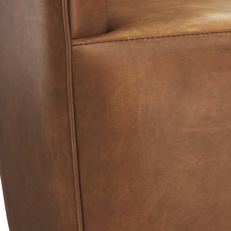 Carmine Swivel Lounge Chair In Cognac Leather