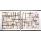 Crosshatch Set Of 2 Hand Painted Art With Black Frame