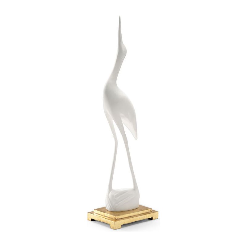 Crane White Gold Leaf Base Sculpture