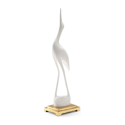 Crane White Gold Leaf Base Sculpture - LOOMLAN - Wildwood - Statues & Sculptures