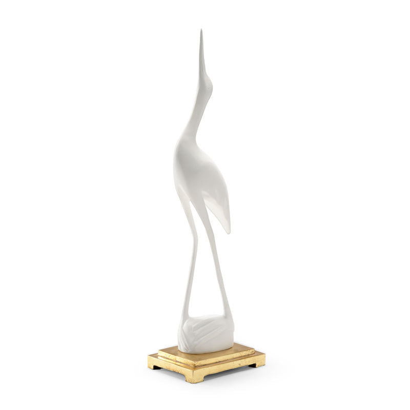 Crane White Gold Leaf Base Sculpture