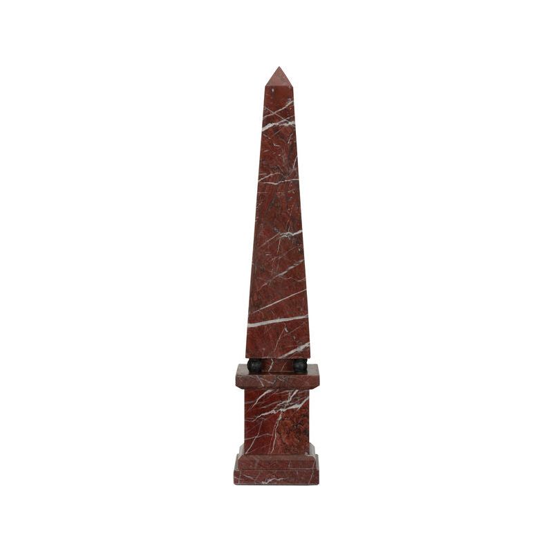 Currant Red Marble Obelisk Sculpture