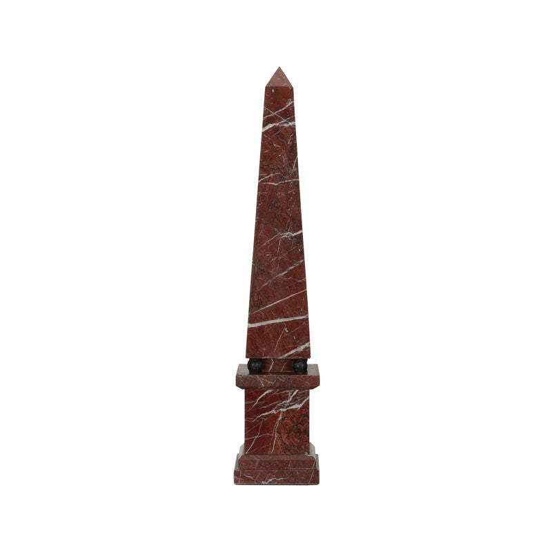 Currant Red Marble Obelisk Sculpture