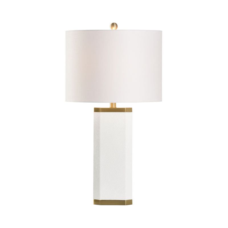 Block White Linen Shade With Brass Accents Table Lamp