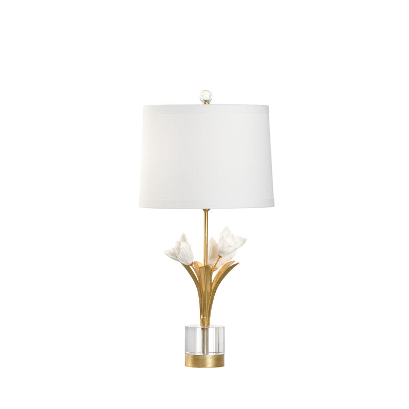 Graceful Tulip Gold Floral Design Table Lamp