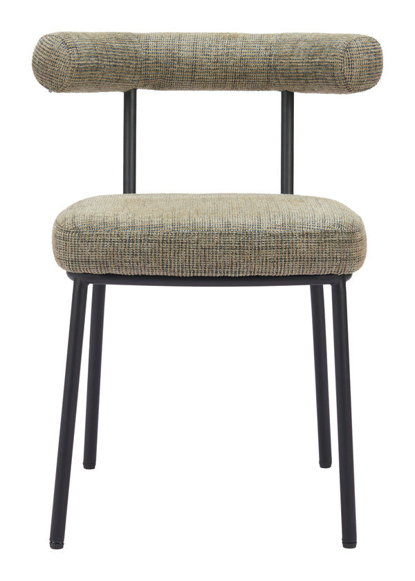 Kede Black Steel Green Tweed Armless Dining Chair (Set of 2)