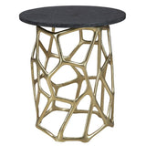 Short Ariel Dark Granite Topped Round End Table