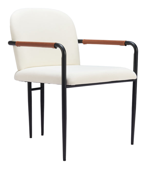 Sibu Black Steel Cream Dining Arm Chair (Set of 2)