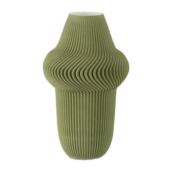 10" Plisse Porcelain Green Vase - LOOMLAN - Currey & Co - Vases & Jars