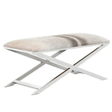 Sahara Bench Modern Cowhide Seat With Polished Steel Base