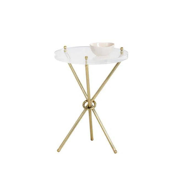 Cher End Table Classic Design With Brass And Acrylic Finish