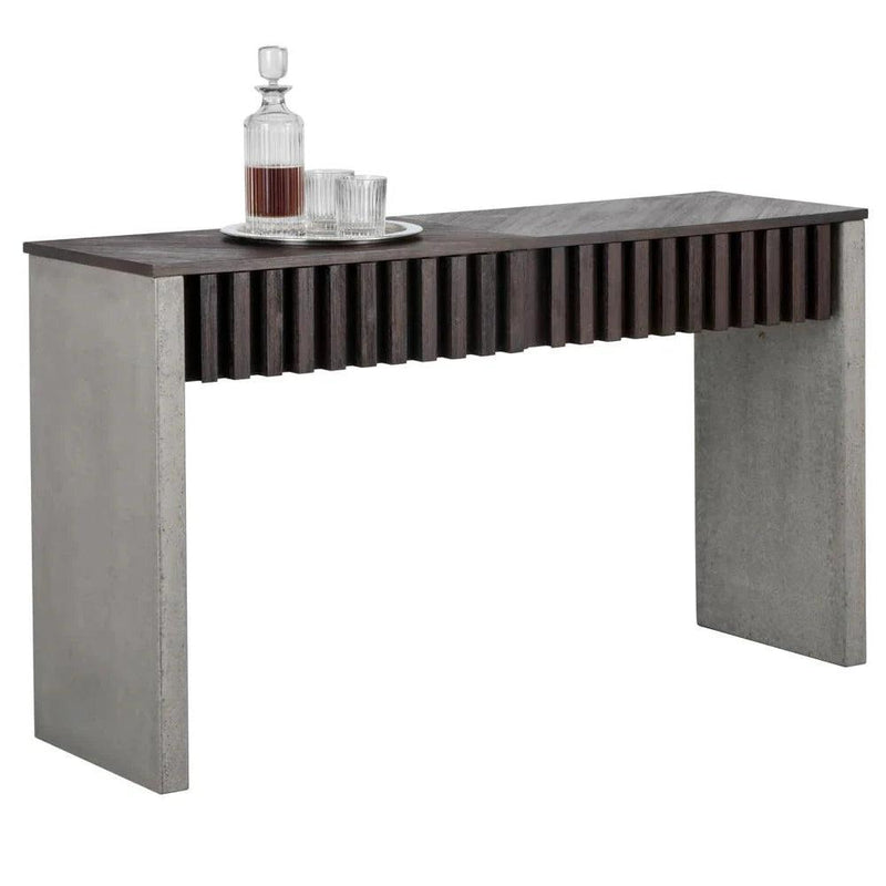 Bane Console Table With Acacia Wood Veneer And Concrete