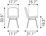 Var Polyester Upholstered Armless Dining Chair (Set Of 2)