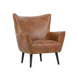 Luther Lounge Chair - Tobacco Tan Faux Leather Wood Legs