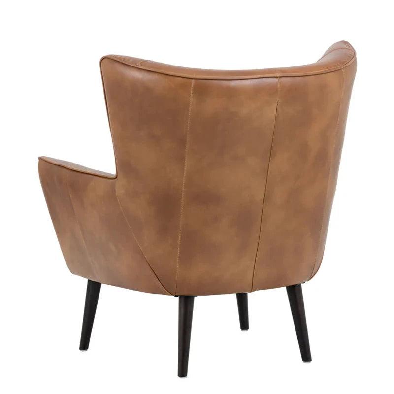 Luther Lounge Chair - Tobacco Tan Faux Leather Wood Legs