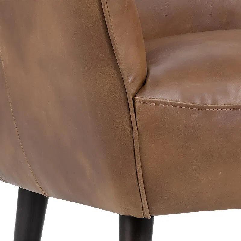 Luther Lounge Chair - Tobacco Tan Faux Leather Wood Legs