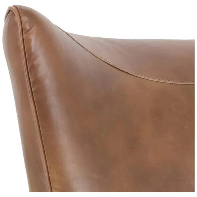 Luther Lounge Chair - Tobacco Tan Faux Leather Wood Legs