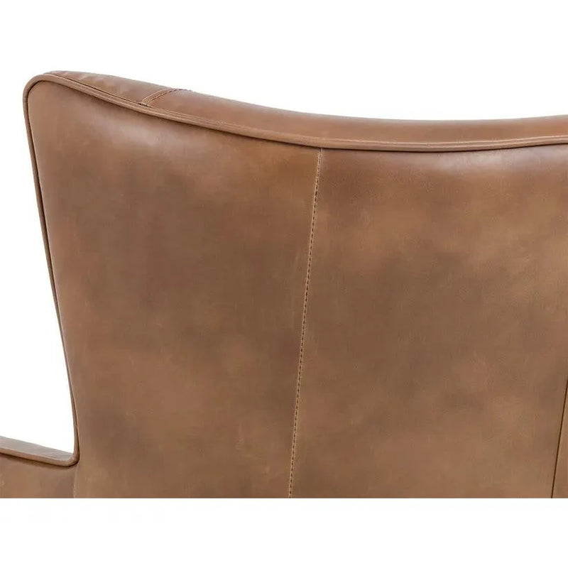 Luther Lounge Chair - Tobacco Tan Faux Leather Wood Legs