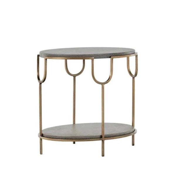 Arya Side Table with Concrete Top and Antique Brass Frame