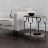 Arya Side Table with Concrete Top and Antique Brass Frame