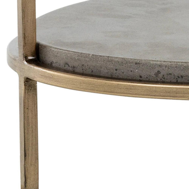 Arya Side Table with Concrete Top and Antique Brass Frame