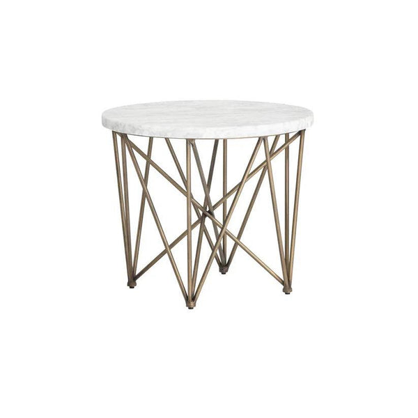 Skyy Side Table Marble Top With Antique Brass Finish